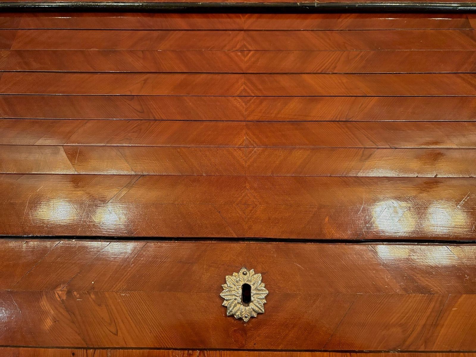 Furniture 19th Century Empire Writing Desk With Roll Top, Nutwood, Austria Ca. 1800 photo