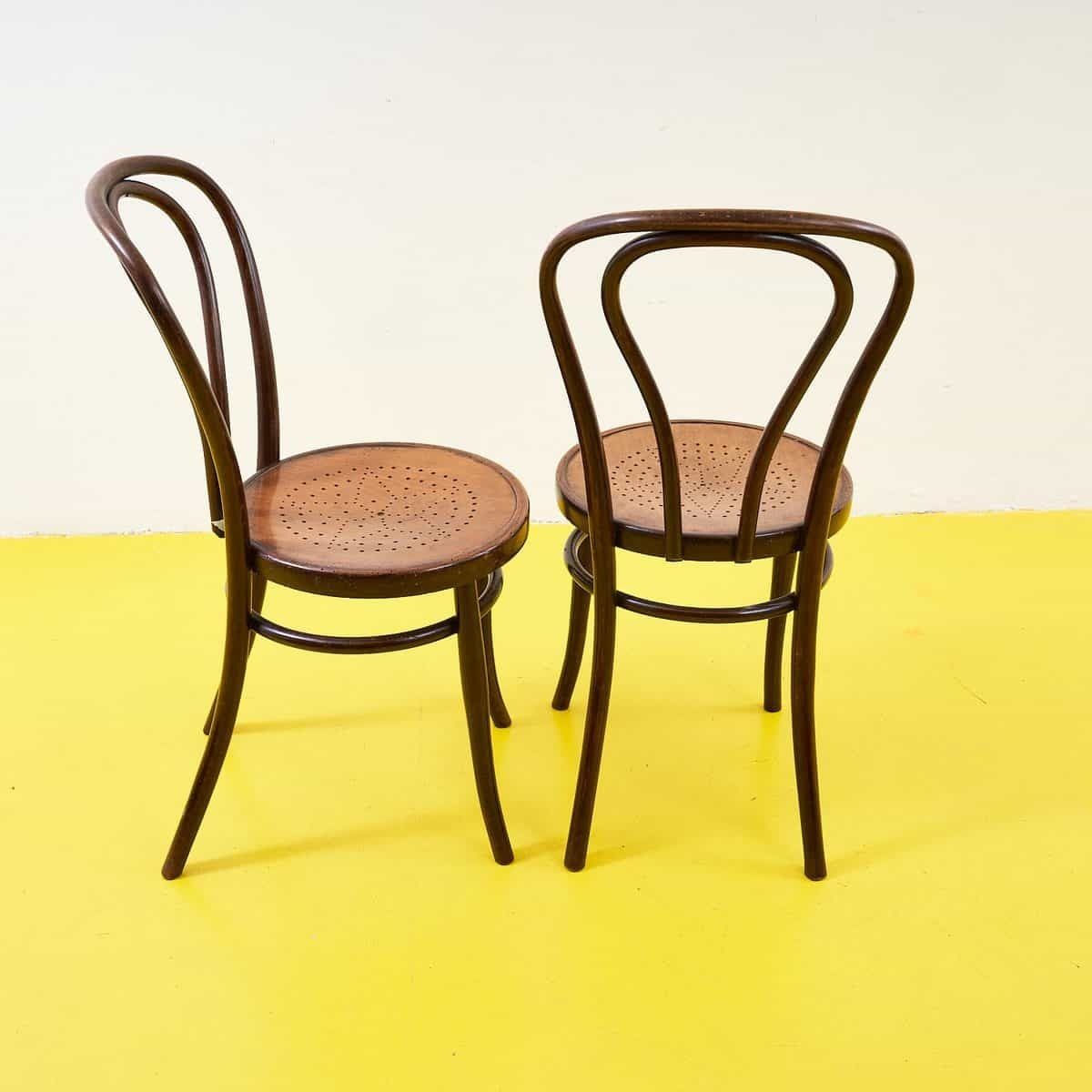 Pair Of Early 1900s Curved Wood Chairs photo vintage