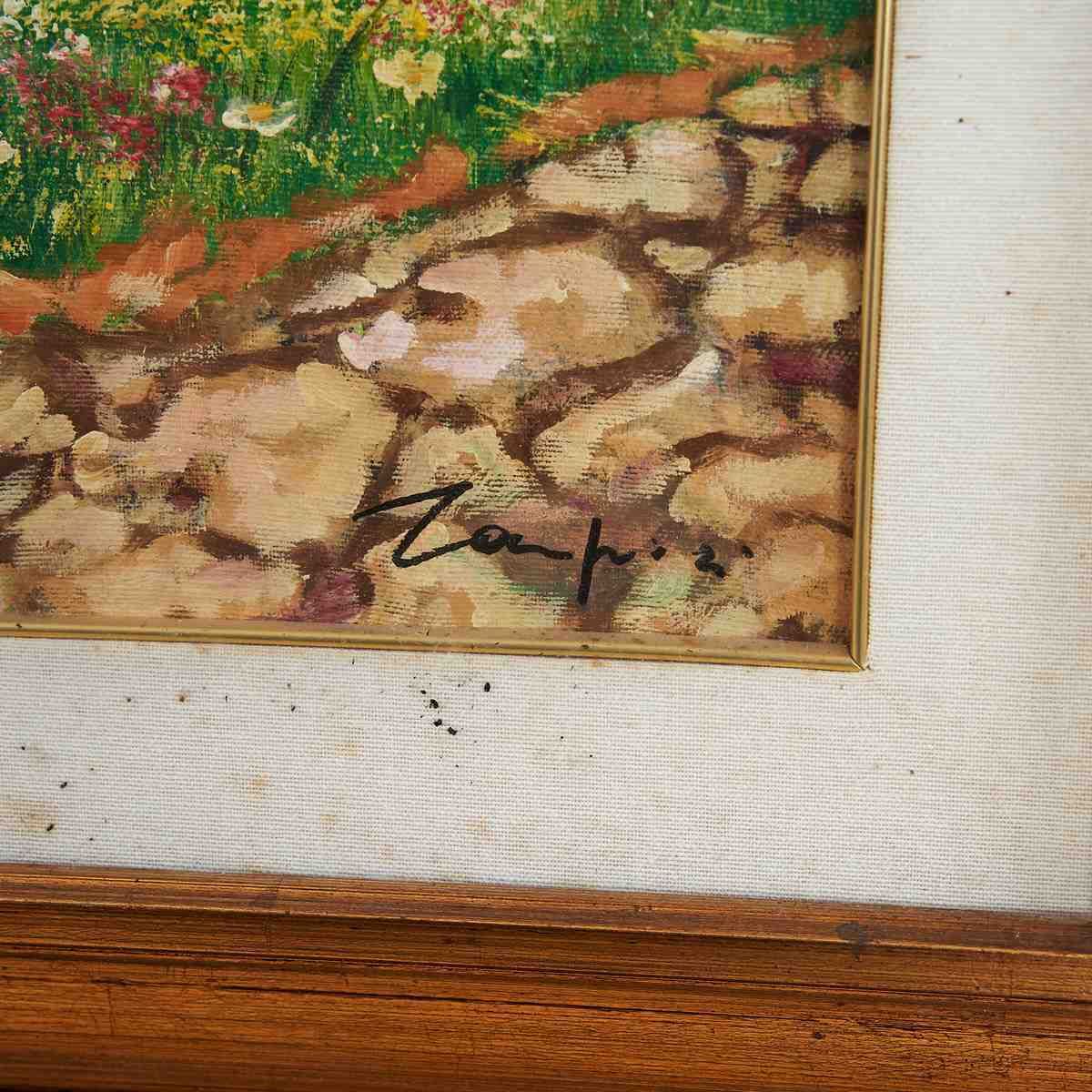 Enchanting Signed Landscape Painting, Peach Oil By Zampieri photo furniture