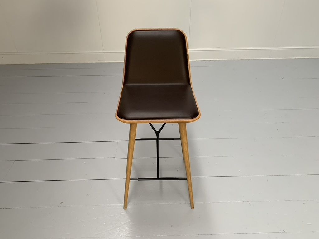 photo furniture Fredericia “Spine” Counter Bar Stools Set Of 5 In Brown Leather