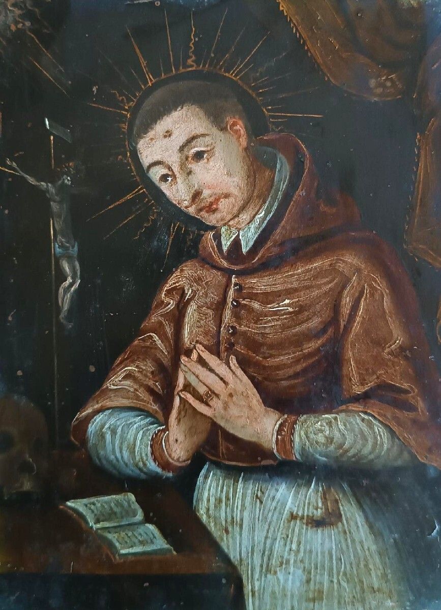 Antique Painting On Copper   Saint Charles Borromea   Italian School, 17th Century photo Art
