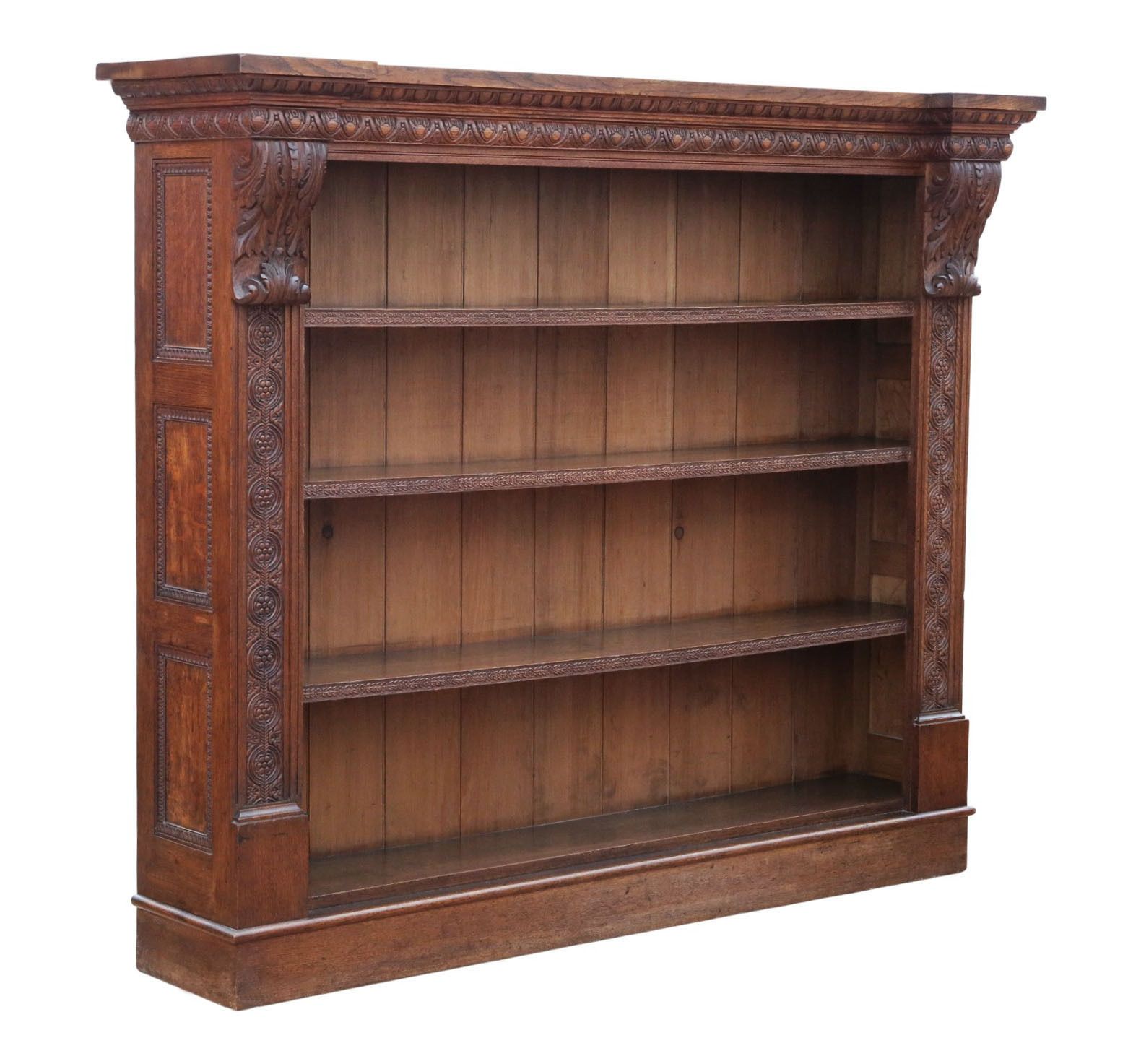 Antique 19th Century Large Carved Oak Bookcase – Fine Quality, Country House Style