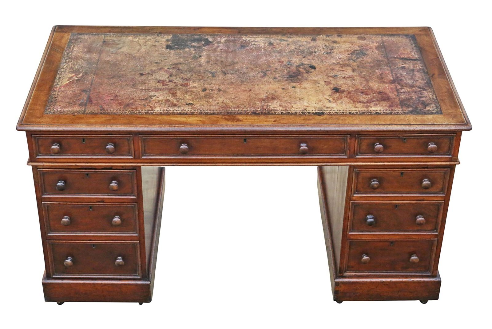 Antique Victorian C.1860 Mahogany Twin Pedestal Writing Desk – Quality Furniture photo furniture