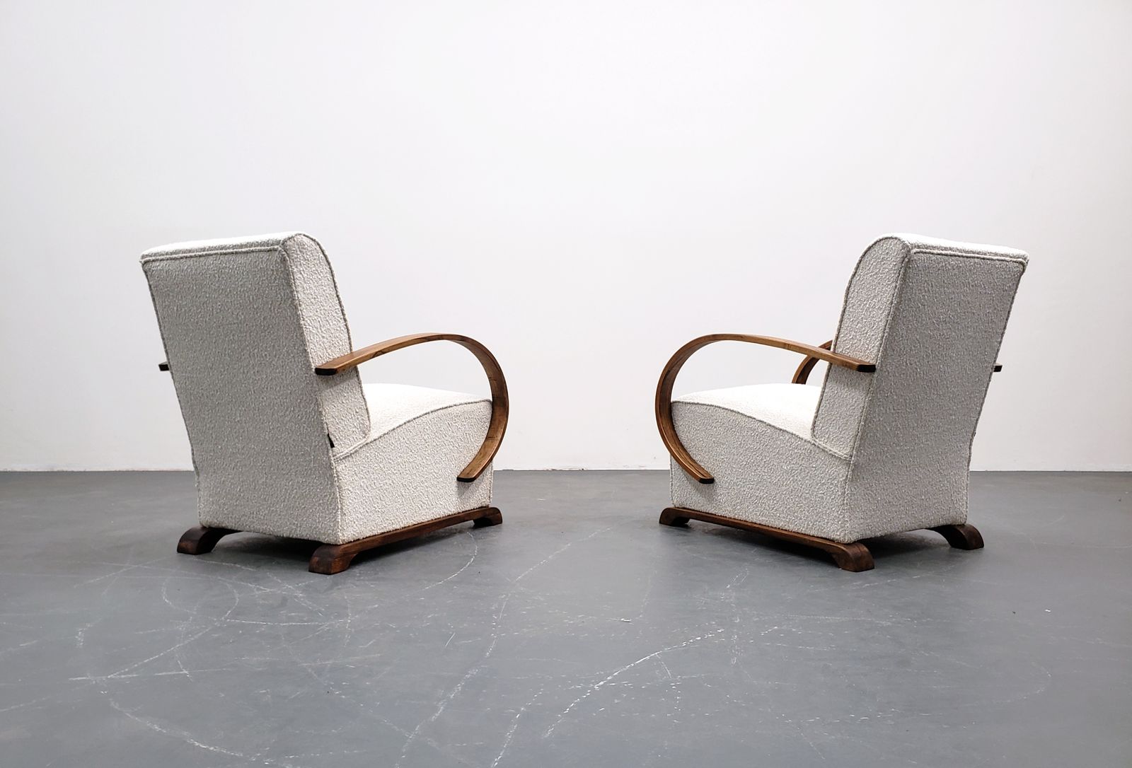 1940 Art Deco Bentwood Armchair In Ivory Premium Boucle photo vintage