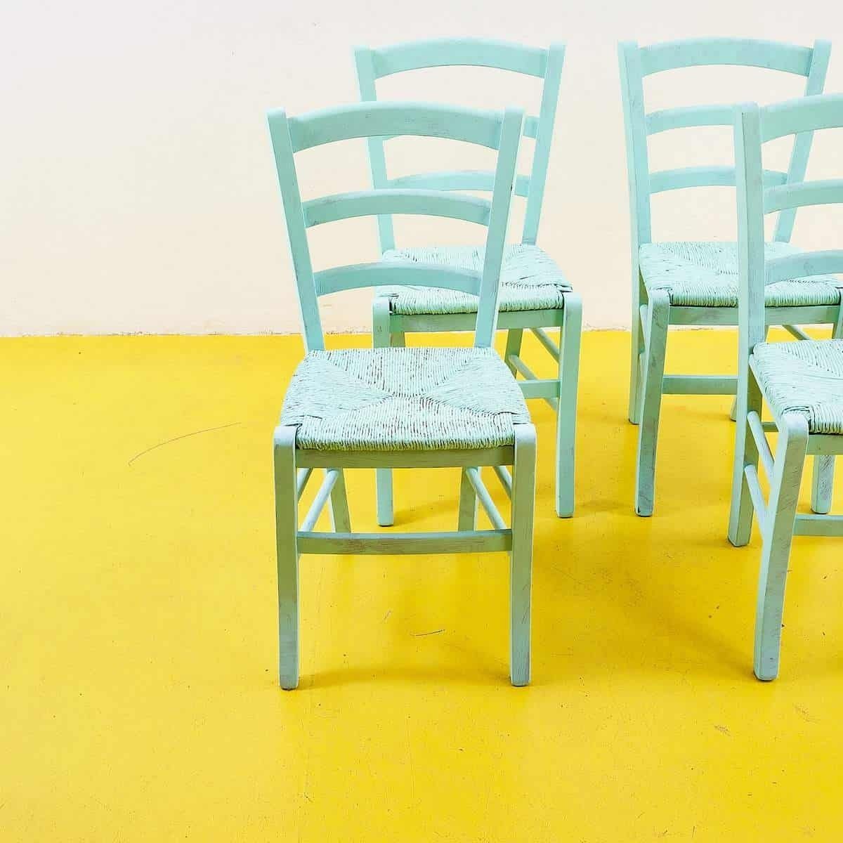 Set Of 4 Vintage Straw Seaside Chairs photo furniture