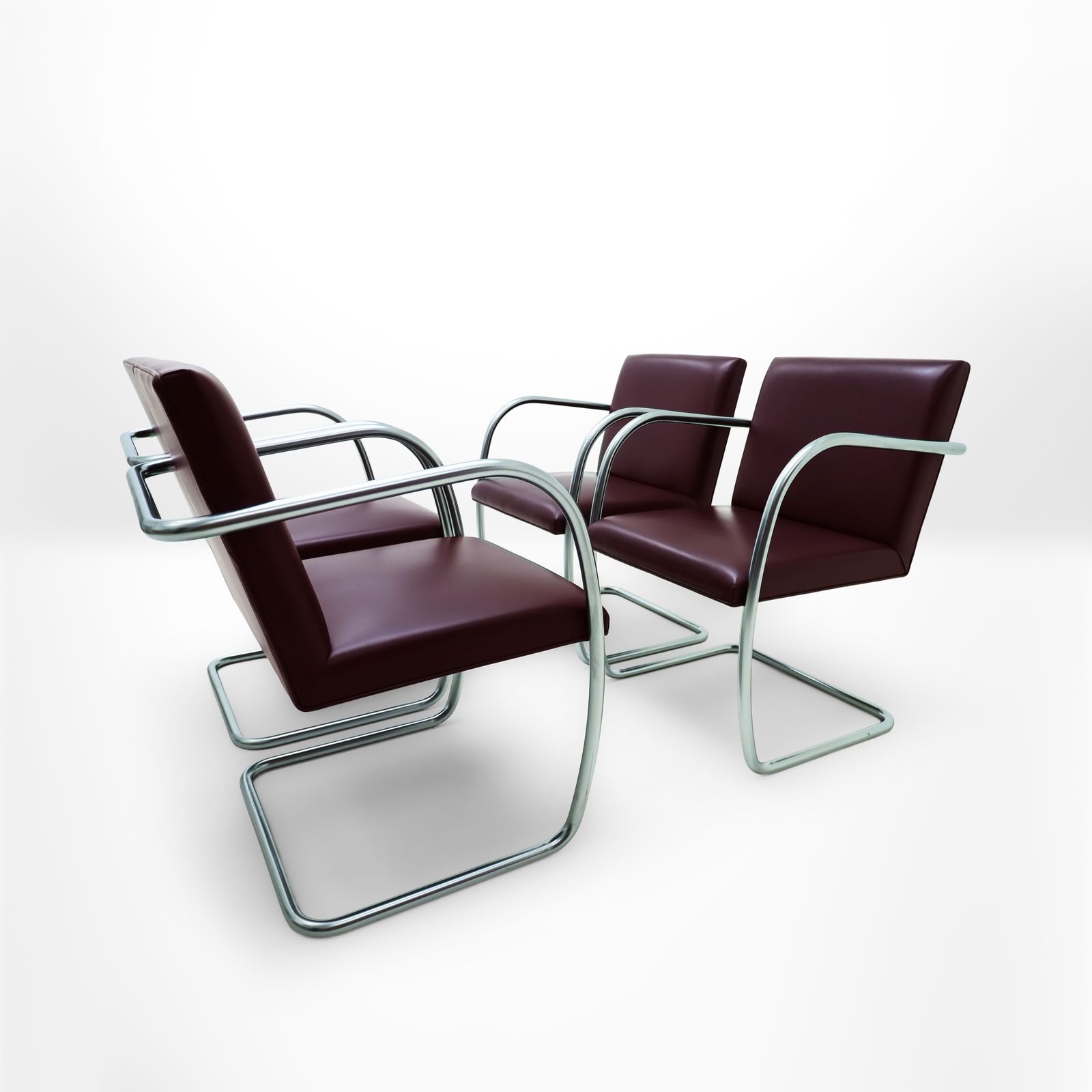 Set Of 4 Mies Van Der Rohe Knoll, Mr50 Brno Leather And Chrome Dining Chairs photo 3250.0