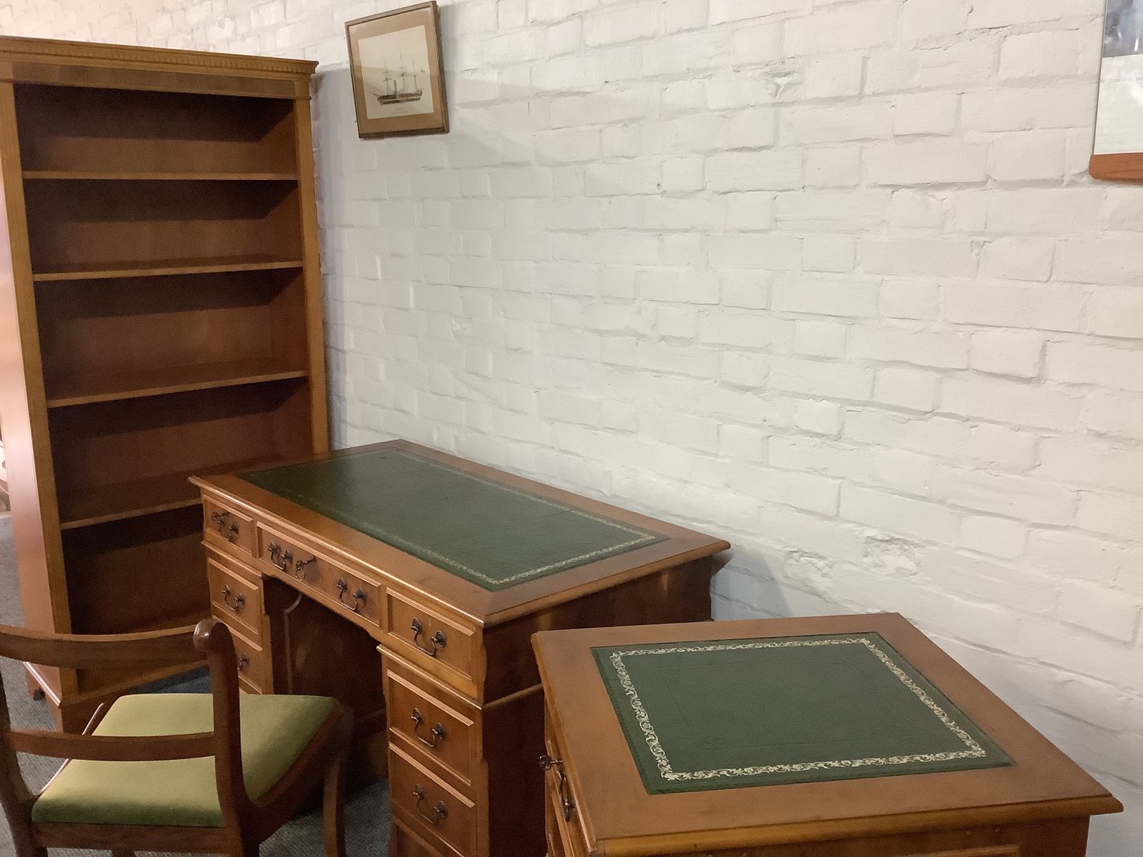 Edwardian Reproduction Desk And Other Matching Office Furniture. photo for sale