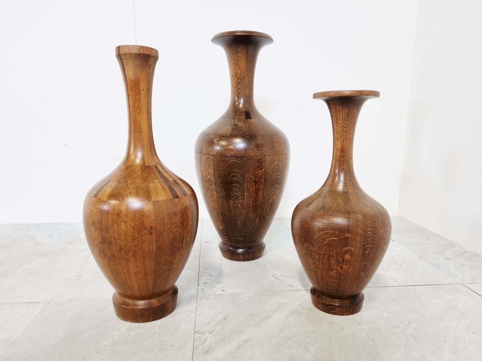 Vintage Wooden Vases By Maurice Bonami, Set Of 3, 1970s photo furniture