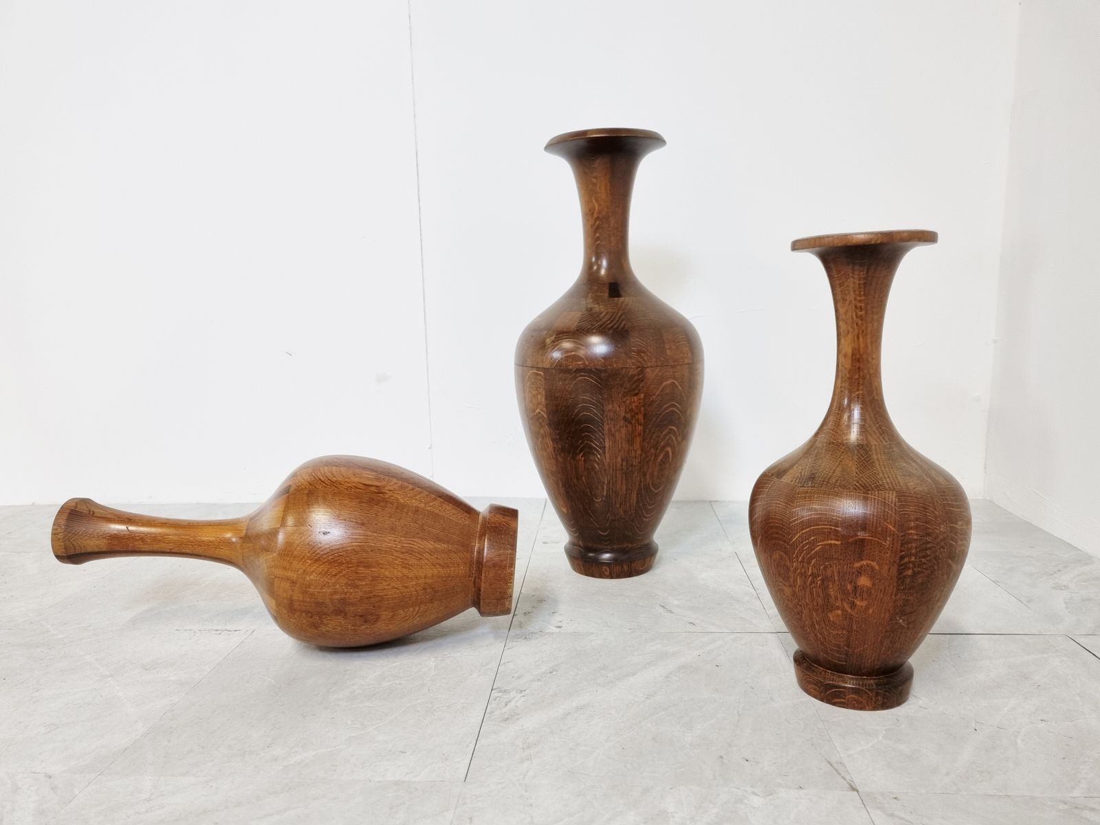 Vintage Wooden Vases By Maurice Bonami, Set Of 3, 1970s