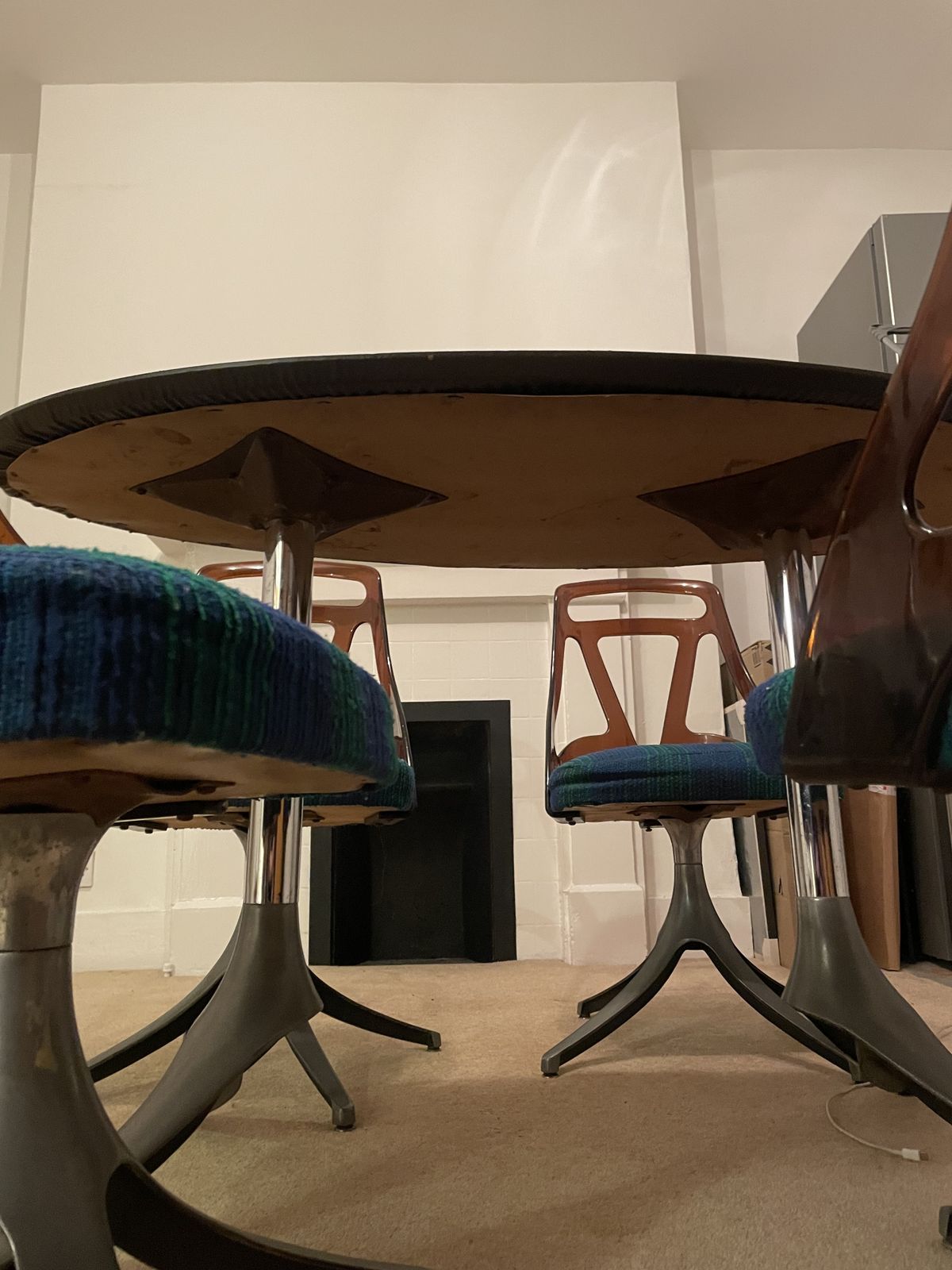 Mid Century Smoked Glass Chromcraft Dining Table With Set Of 4 Chairs photo Furniture