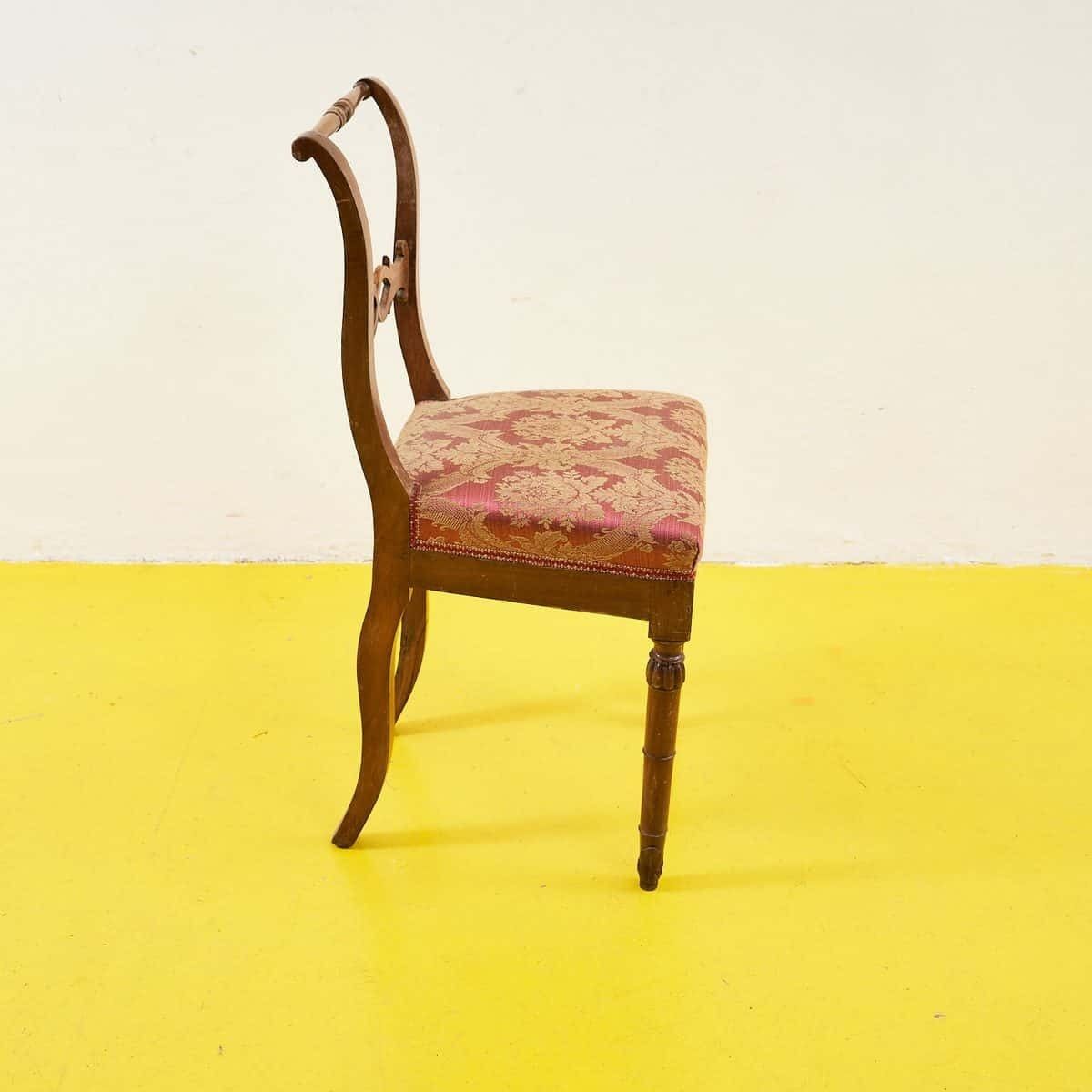19th Century Chair Upholstered In Red Damask Fabric photo Furniture