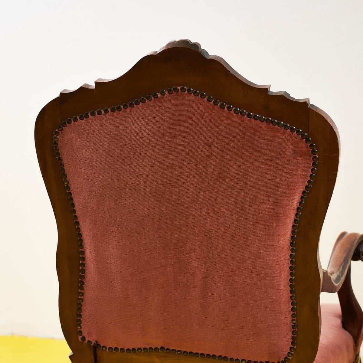 Pair Of Vintage Wooden And Velvet Armchairs photo vintage