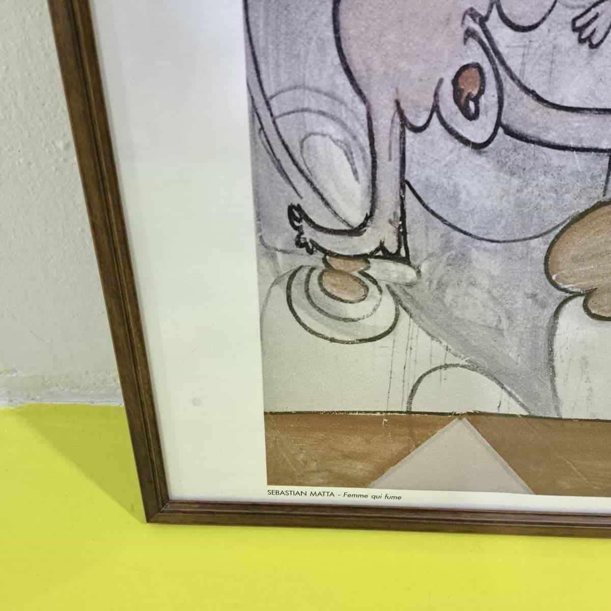 Surrealist Print With Wooden Frame By Sebastian Matta photo furniture