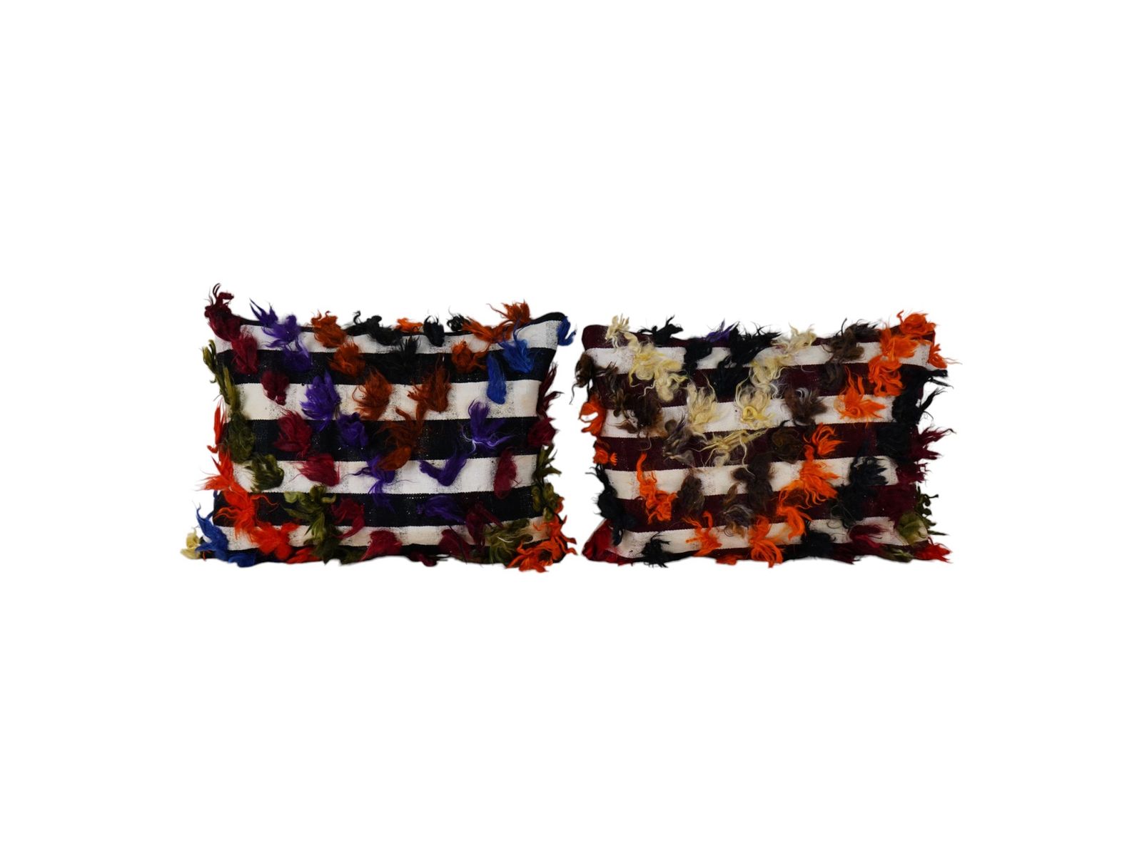 Handwoven Multi Color Turkish Flokati Shagy Pillow Cover, Set Handwoven Giant Turkish Shaggy Tulu Rug Pillow Cover