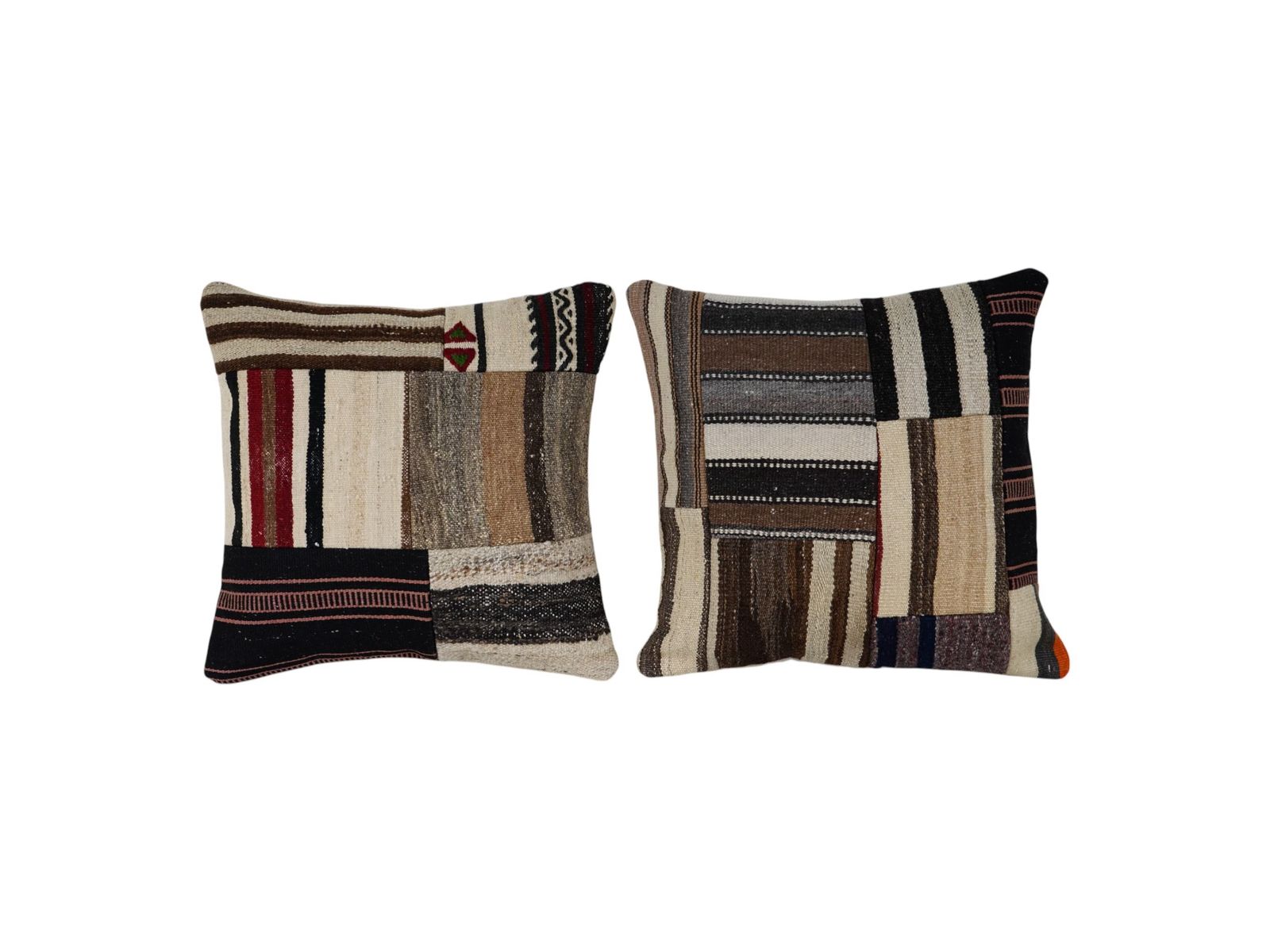 Turkish Kilim Pillow Covers (Set Of Two): Patchwork Wool Cushion