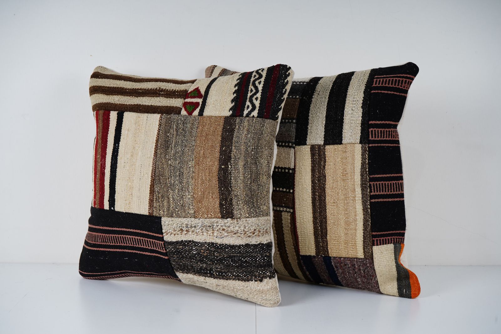 Turkish Kilim Pillow Covers (Set Of Two): Patchwork Wool Cushion photo furniture