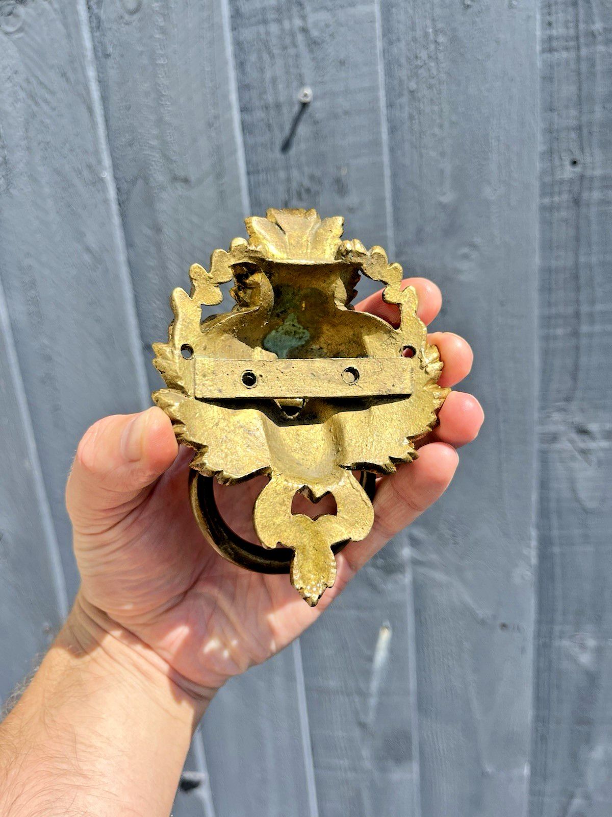 1 Quality French Antique Lions Head Mask Gilt Brass Door Knocker Or Handle Pull photo Home Fixtures