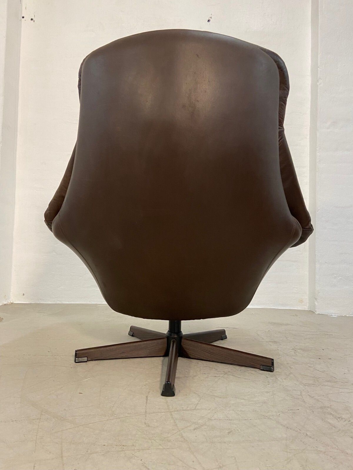 Vintage Danish Mid Century Leather Swivel Egg Chair  By Bramin 1960,S photo buy