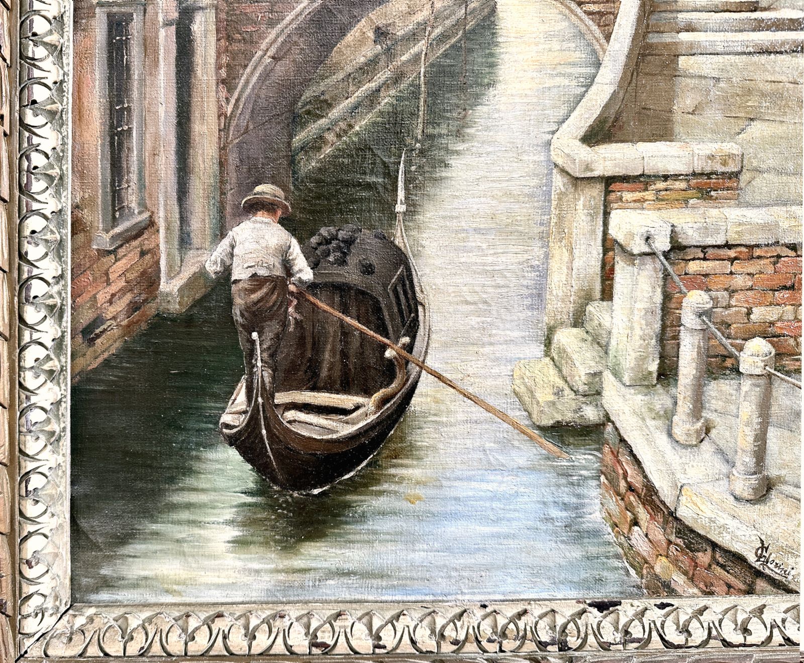 Gondola In Venice / Oil On Canvas / 19th Century G. Lorini photo furniture