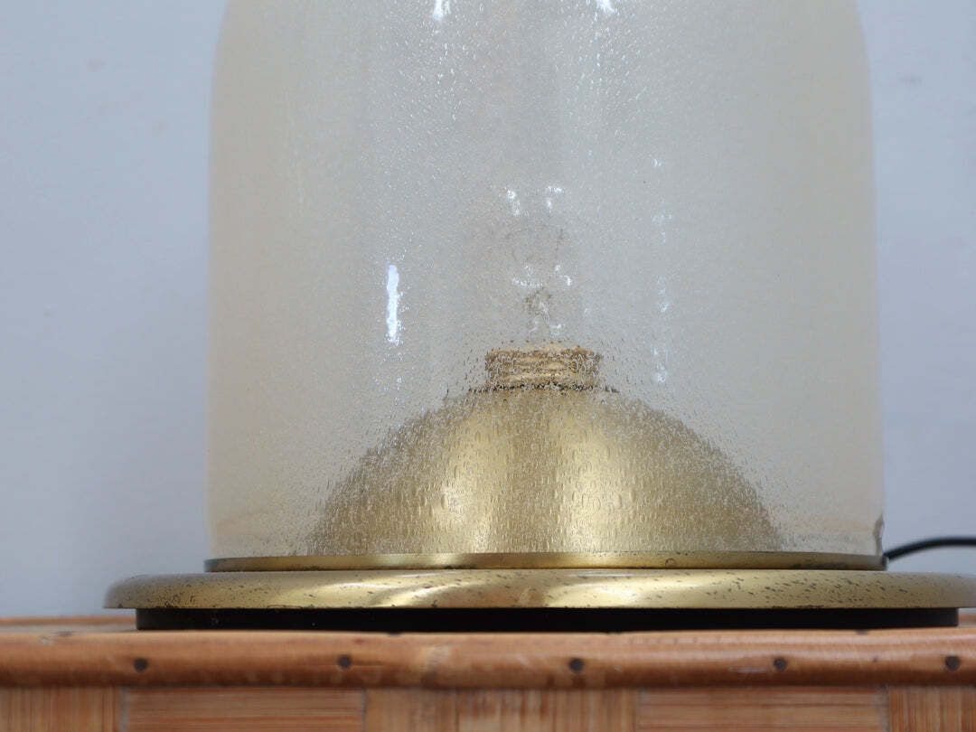 Pair Of La Murrina 1970s Dome Lamps Pulegoso Glass & Gilded Brass photo furniture