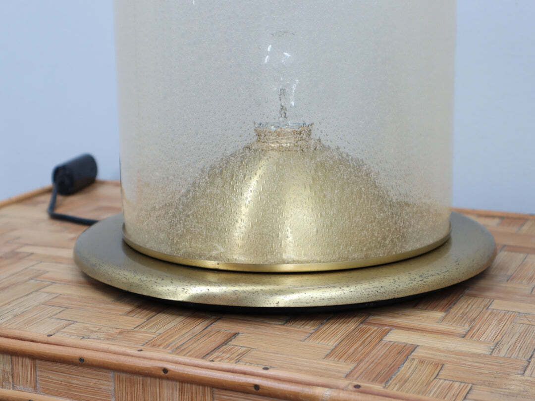 Pair Of La Murrina 1970s Dome Lamps Pulegoso Glass & Gilded Brass photo buy