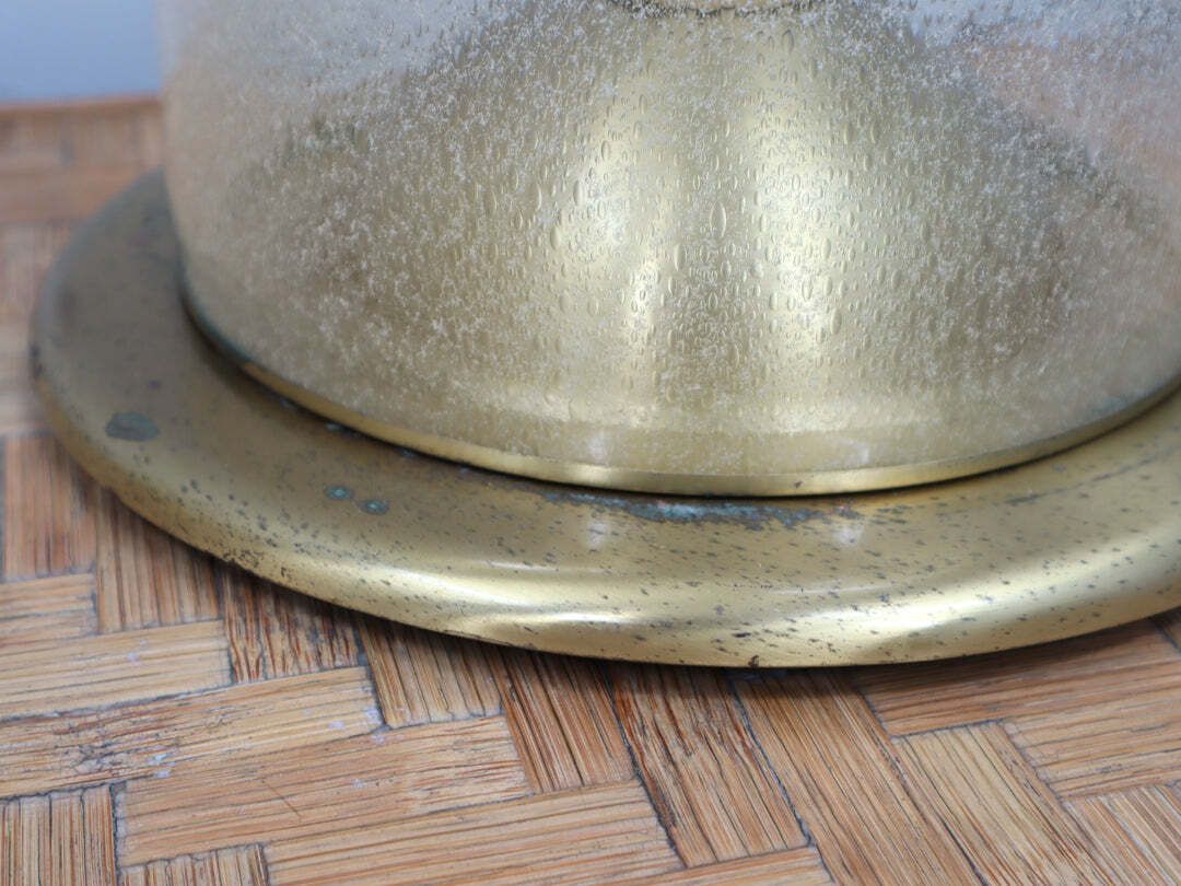 Pair Of La Murrina 1970s Dome Lamps Pulegoso Glass & Gilded Brass photo vintage