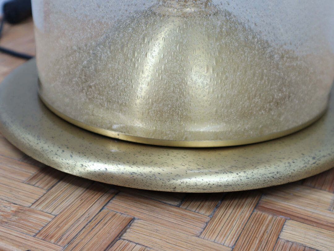 photo furniture Pair Of La Murrina 1970s Dome Lamps Pulegoso Glass & Gilded Brass