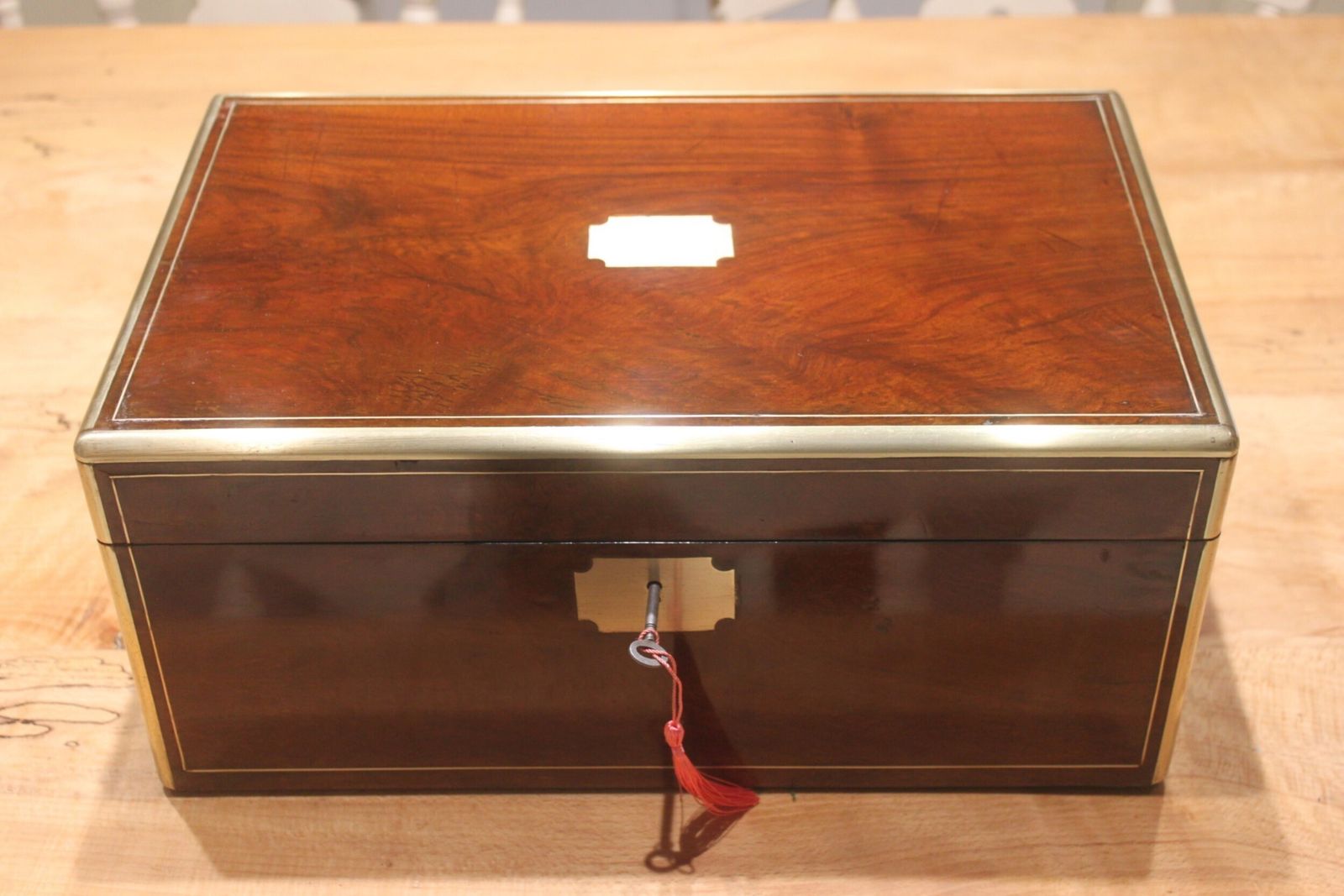 Victorian Walnut And Brass Bound Writing Slope With Secret Drawers