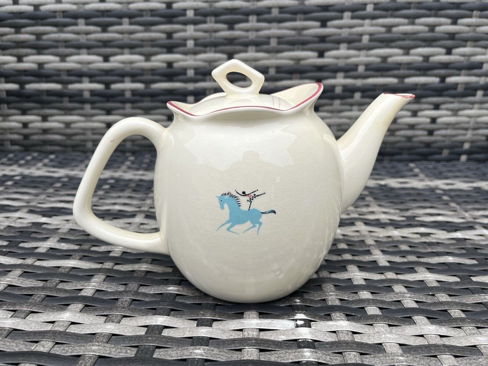 Rare Vintage 50's Beswick Circus Pattern Teapot Horses Kitsch Mid Century Retro photo 85.0