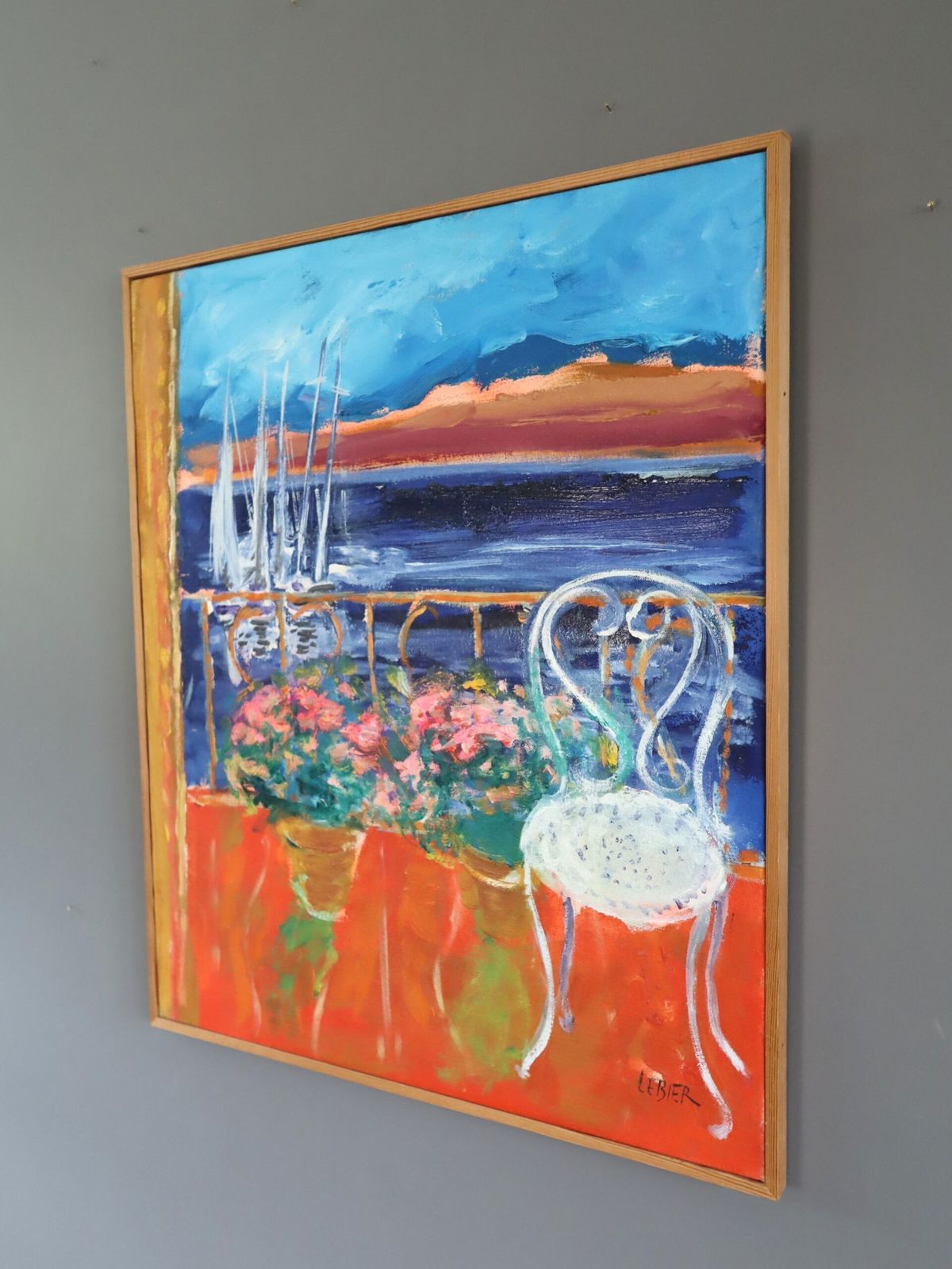 Sunlit Balcony Oil Painting, Modernist photo Art