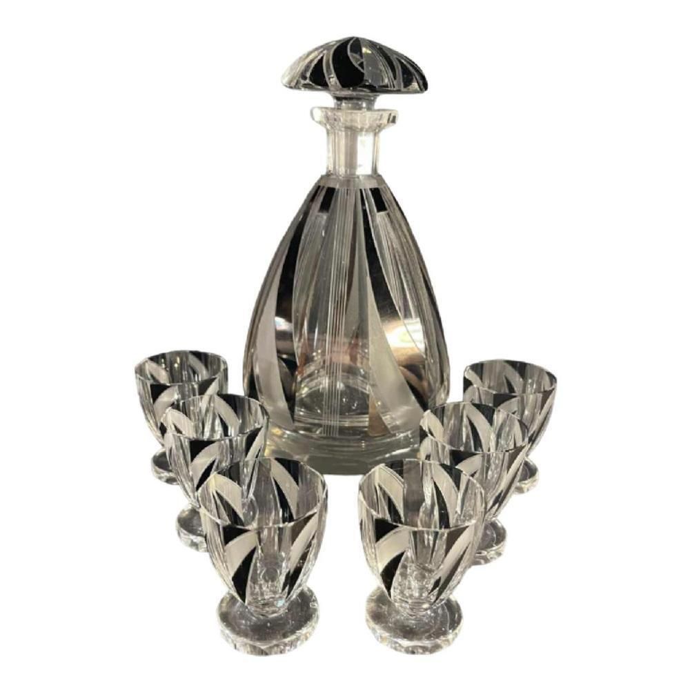 photo vinterior Liqueur Service In Cut Doubled Crystal By Karl Palda, 1930s, Set Of 8