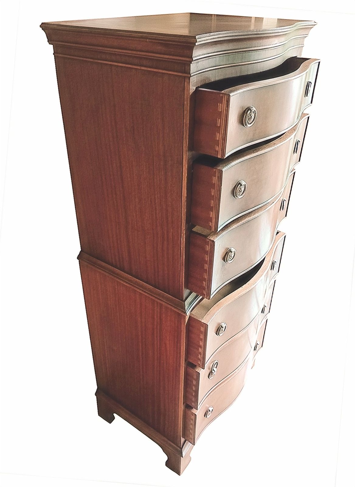 Antique Serpentine Tallboy 6 Drawer Chest By Bevan Funnell (Reprodux) photo Furniture