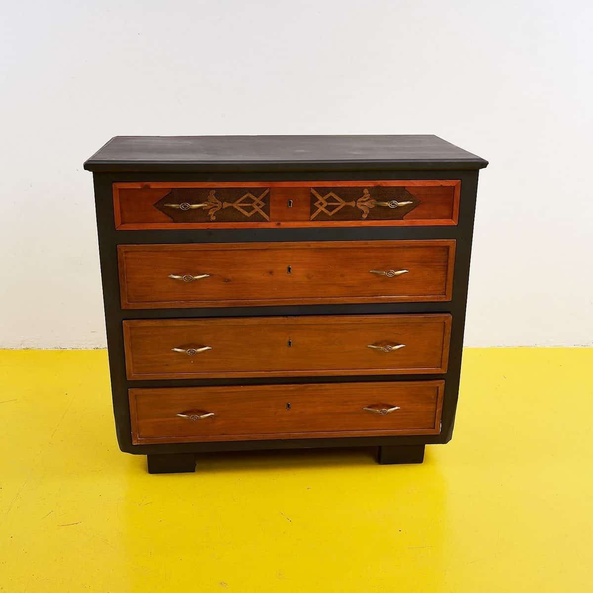 Vintage Chest Of Drawers With Elegant Inlays