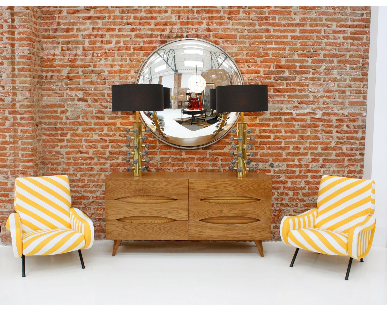 L.A. Studio Mid Century Modern Style Walnut Wood Italian Six Drawers Sideboard photo 4858.0