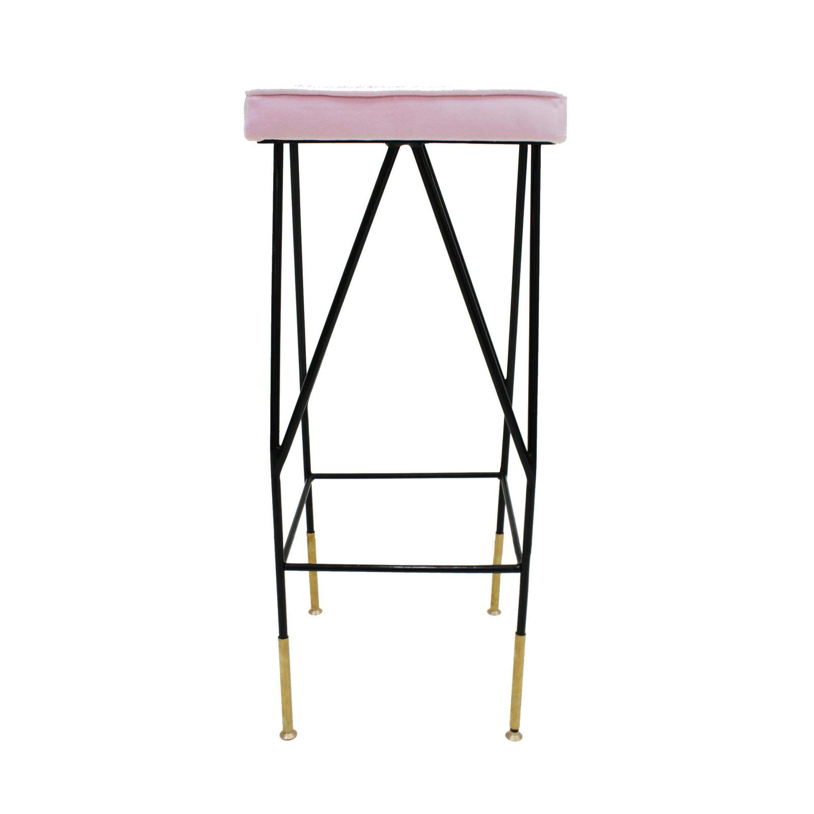 Pink Cotton Velvet And Black Lacquered Metal Italian Stools photo furniture