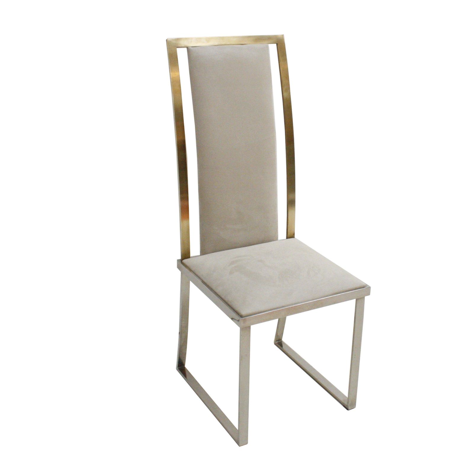 Michel Mangematin Mid Century Modern Eight Steel And Brass French Chairs photo for sale