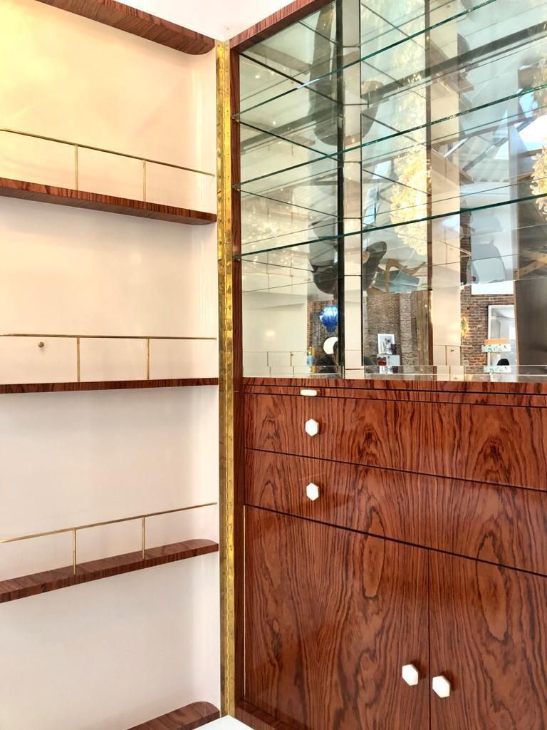 16631.0 L.A. Studio Lacquered White Wood Paolo De Poli Handles Italian Drinks Cabinet photo