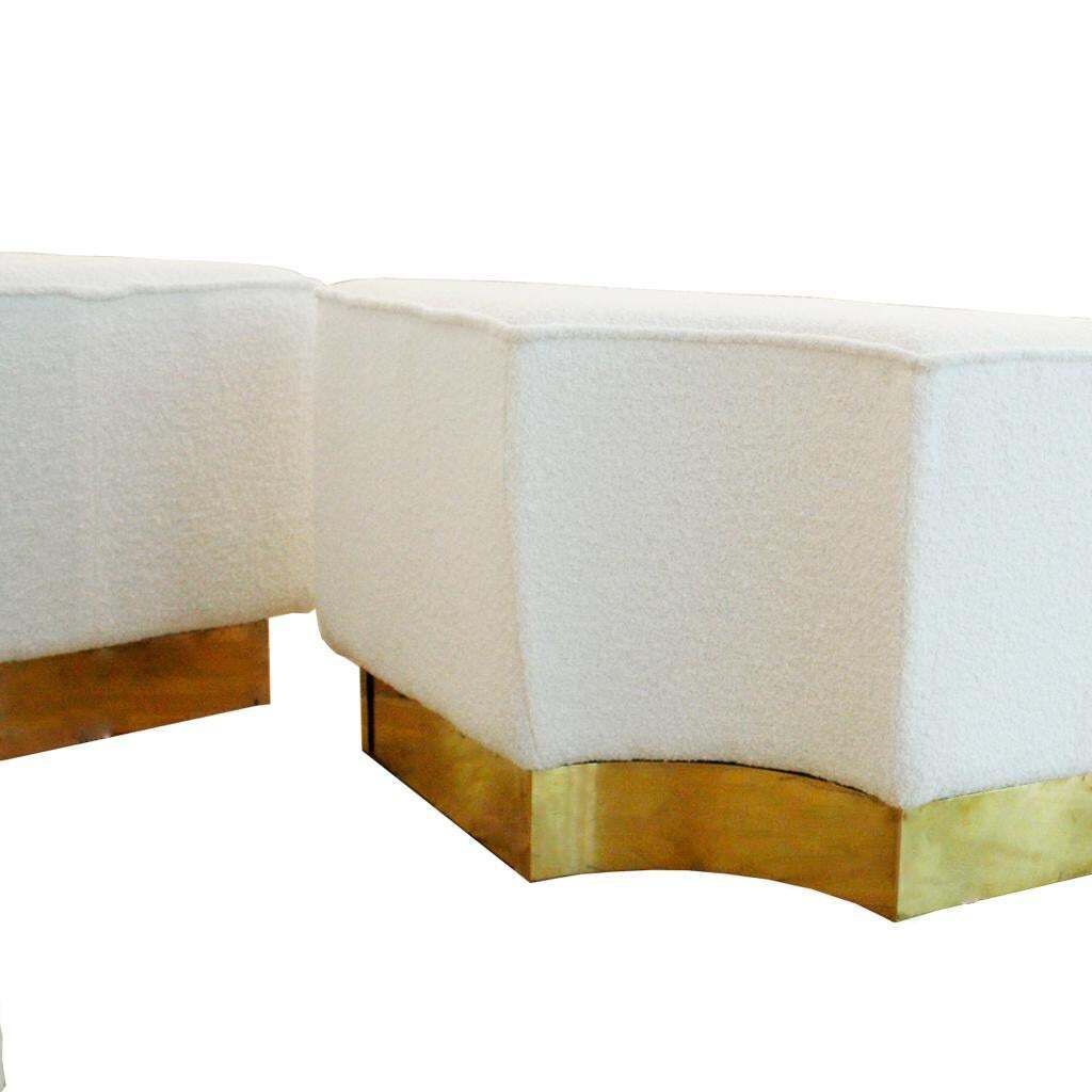 Contemporary "Koala" White Wool Bouclé Italian Ottoman Designed By L.A. Studio photo buy