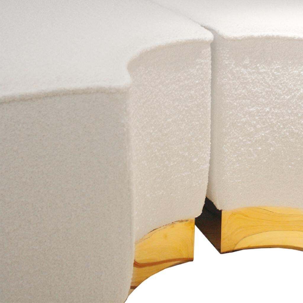 Contemporary "Koala" White Wool Bouclé Italian Ottoman Designed By L.A. Studio photo vintage