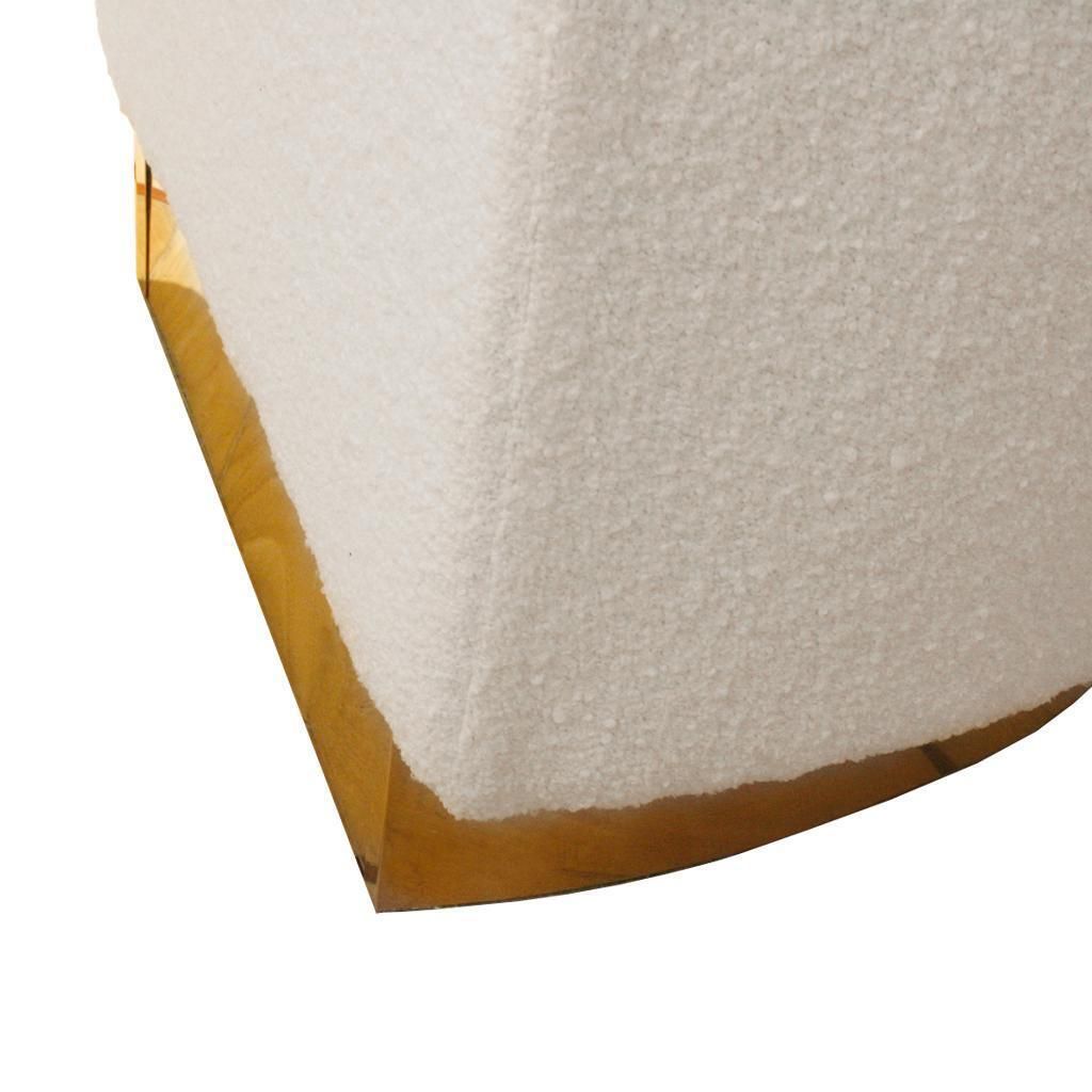 photo furniture Contemporary "Koala" White Wool Bouclé Italian Ottoman Designed By L.A. Studio