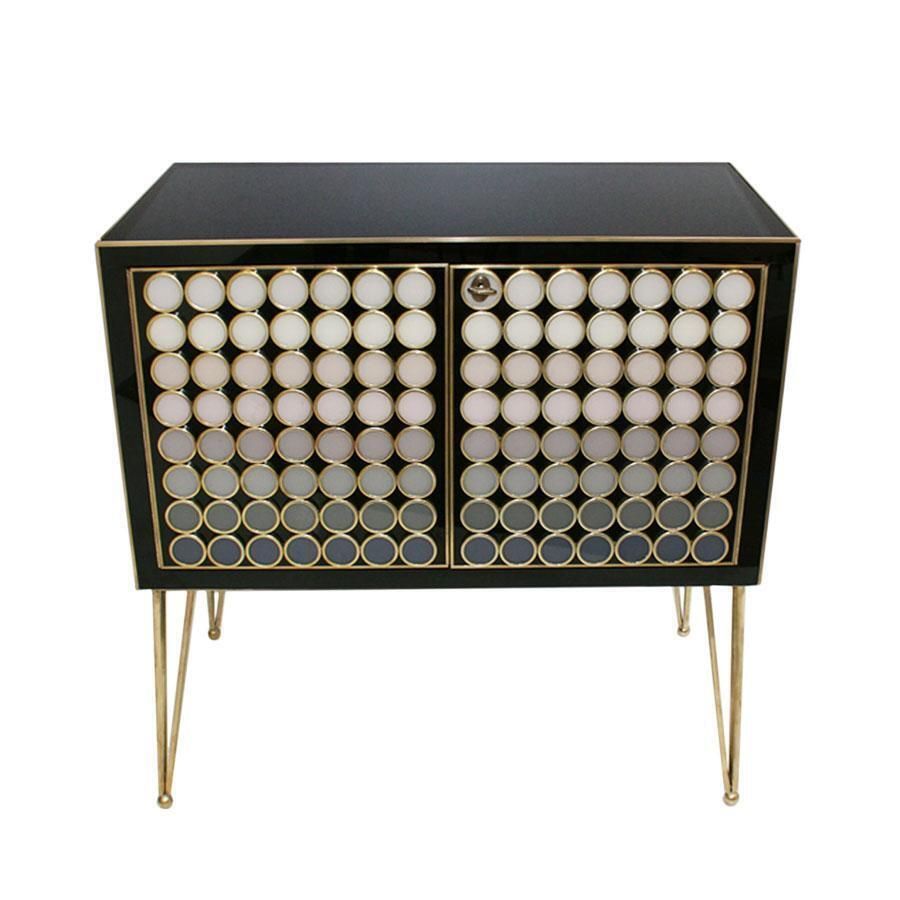 L.A. Studio Modern Solid Wood And Murano Glass Pair Of Italian Commodes photo for sale