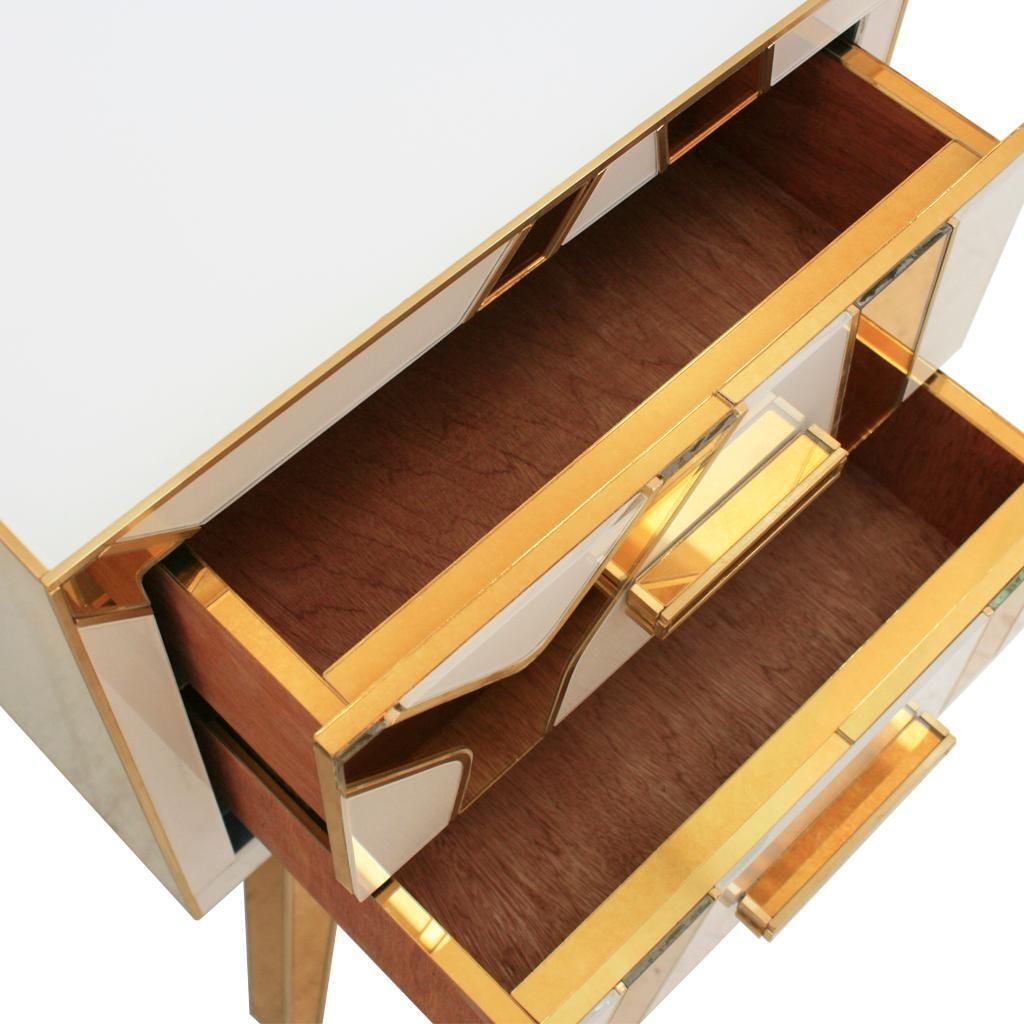 Contemporary Solid Wood And Glass Italian Pair Of Bedside Tables By L.A. Studio photo Furniture