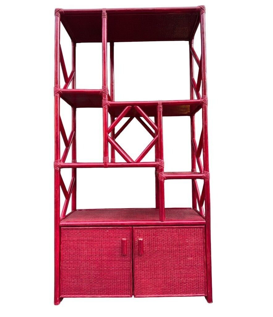 An Italian 1970s Burgundy Red Shelving Unit By Vivai Del Sud photo for sale
