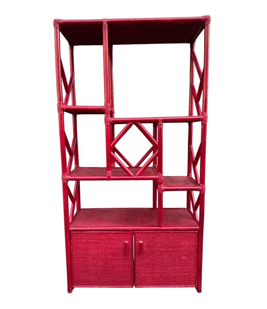photo vintage An Italian 1970s Burgundy Red Shelving Unit By Vivai Del Sud