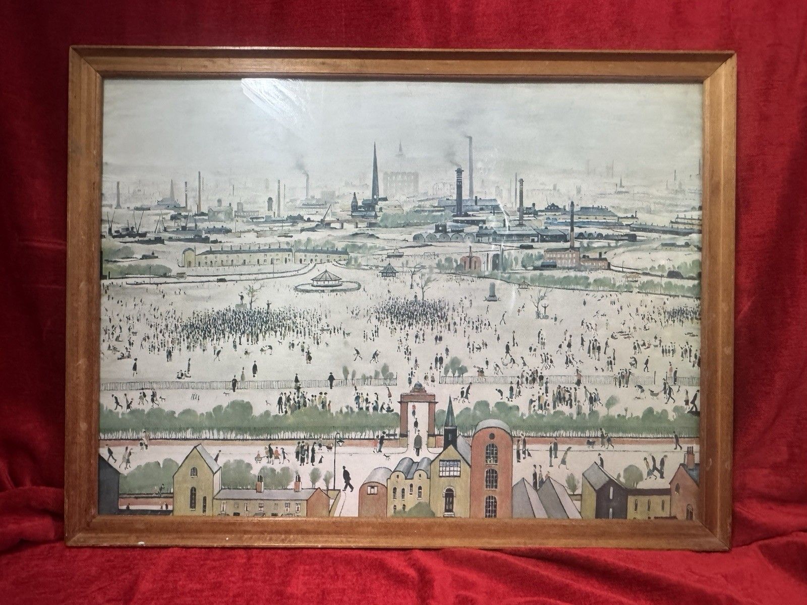 photo vintage Sunday Afternoon "The Battle Of Life" By Laurence Steven Lowry Print On Board