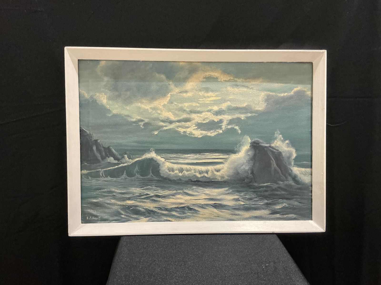 Stormy Cornish Seascape By E. J. Hewitt,  – Dramatic Coastal Oil Painting