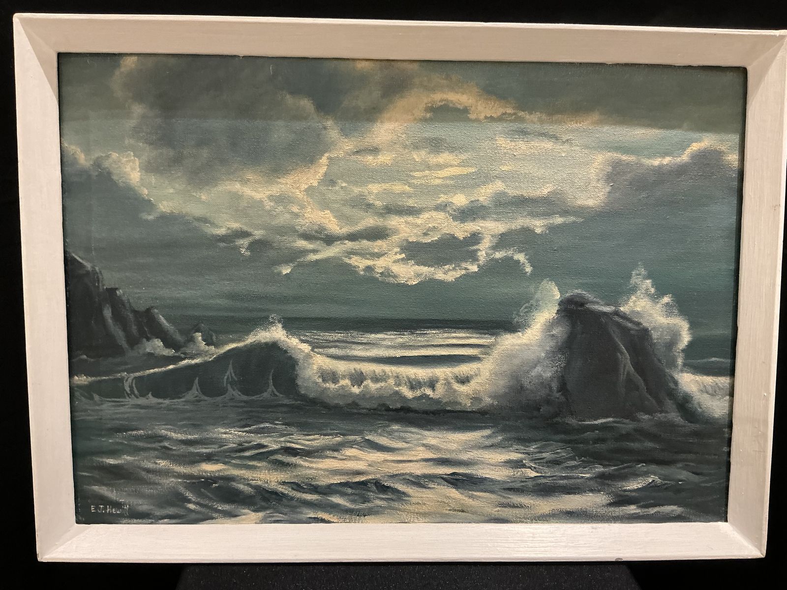 Stormy Cornish Seascape By E. J. Hewitt,  – Dramatic Coastal Oil Painting photo for sale