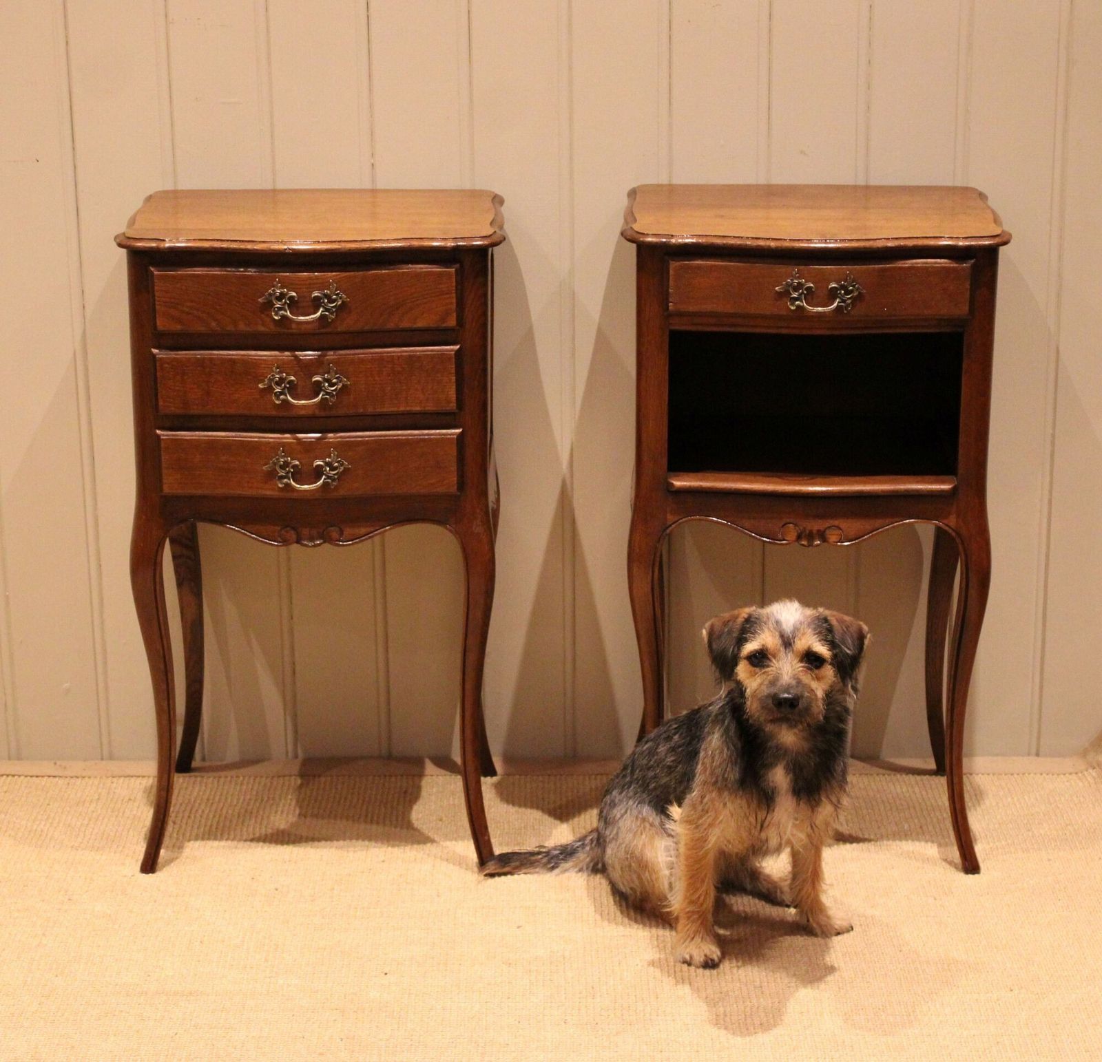 photo furniture Pair Of French Oak Bedside Cabinets