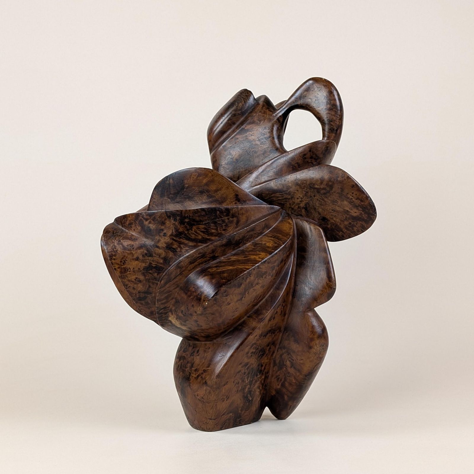 Thuya Burl Abstract Sculpture: Large Mid Century Modern Organic Aromatic Rootwood Figure Art Carving