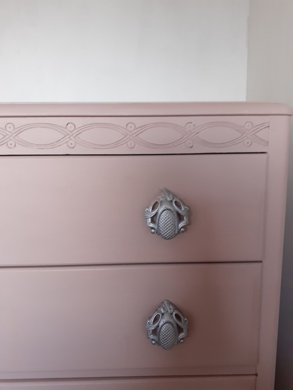 Stunning Lebus Five Drawer Chest. Hand Finished In Damask And Silver photo Furniture